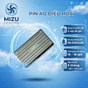 Pin quạt chính hãng MIZU 50000 mAh nhỏ gọn nhẹ dành cho áo chống nắng, bảo hành 12 tháng